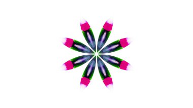 Soyut boya fırça mürekkep patlayabilir formanın düzgün kavramı simetrik desen süs dekoratif Kaleidoscope hareketi geometrik daire ve yıldız şekiller