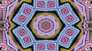 Soyut su kavramı simetrik desen süs dekoratif Kaleidoscope hareketi geometrik daire ve yıldız şekiller