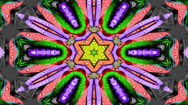 Soyut su kavramı simetrik desen süs dekoratif Kaleidoscope hareketi geometrik daire ve yıldız şekiller