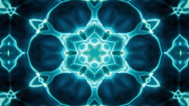 Soyut su kavramı simetrik desen süs dekoratif Kaleidoscope hareketi geometrik daire ve yıldız şekiller