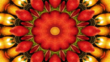 Soyut sebze gıda kavramı simetrik desen süs dekoratif Kaleidoscope hareketi geometrik daire ve yıldız şekli