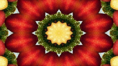 Soyut sebze gıda kavramı simetrik desen süs dekoratif Kaleidoscope hareketi geometrik daire ve yıldız şekli