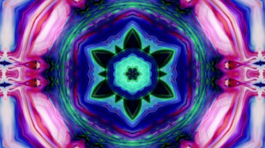 Soyut boya fırça mürekkep patlayabilir formanın düzgün kavramı simetrik desen süs dekoratif Kaleidoscope hareketi geometrik daire ve yıldız şekli