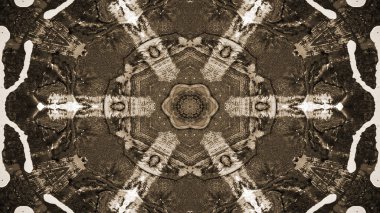 Soyut boya fırça mürekkep patlayabilir formanın düzgün kavramı simetrik desen süs dekoratif Kaleidoscope hareketi geometrik daire ve yıldız şekli