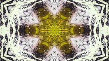 Soyut boya fırça mürekkep patlayabilir formanın düzgün kavramı simetrik desen süs dekoratif Kaleidoscope hareketi geometrik daire ve yıldız şekli