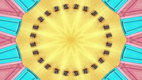 Absztrakt Háttér Koncepció Szimmetrikus Minta Díszítő Dekoratív Kaleidoszkóp Mozgalom Geometriai — Stock Fotó