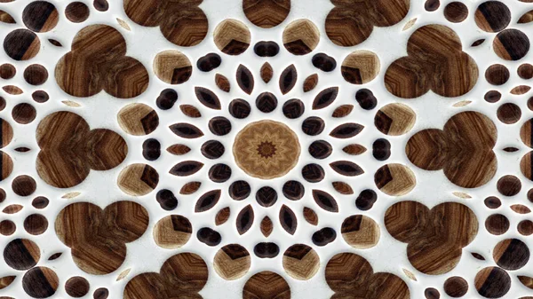 Abstrakte Holz Hintergrund Konzept Symmetrische Muster Ornamentale Dekorative Kaleidoskop Bewegung — Stockfoto