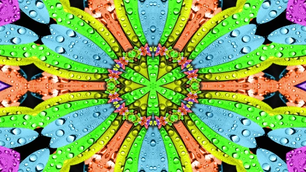 Abstraktes Wasserkonzept Symmetrisches Muster Ornamentales Dekoratives Kaleidoskop Bewegung Geometrischer Kreis — Stockfoto