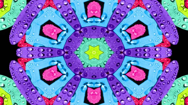 Abstraktes Wasserkonzept Symmetrisches Muster Ornamentales Dekoratives Kaleidoskop Bewegung Geometrischer Kreis — Stockfoto