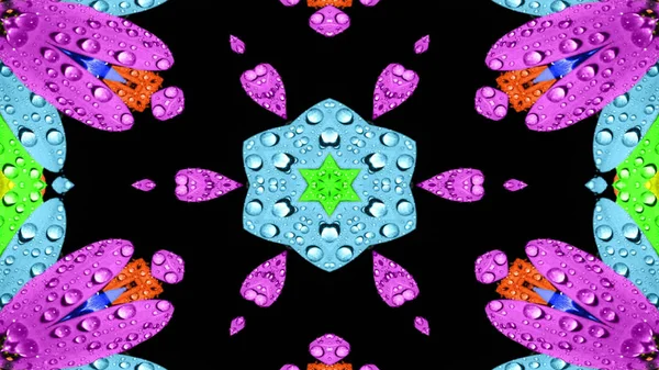 Abstract Water  Concept Symmetric Pattern Ornamental Decorative Kaleidoscope Movement Geometric Circle and Star Shapes