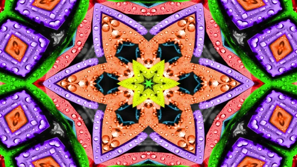 Conceptul Abstract Apă Modelul Simetric Ornamental Decorativ Kaleidoscop Mișcarea Cercul — Fotografie, imagine de stoc