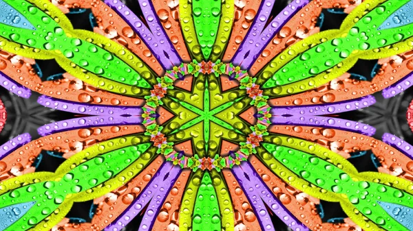 Abstraktes Wasserkonzept Symmetrisches Muster Ornamentales Dekoratives Kaleidoskop Bewegung Geometrischer Kreis — Stockfoto