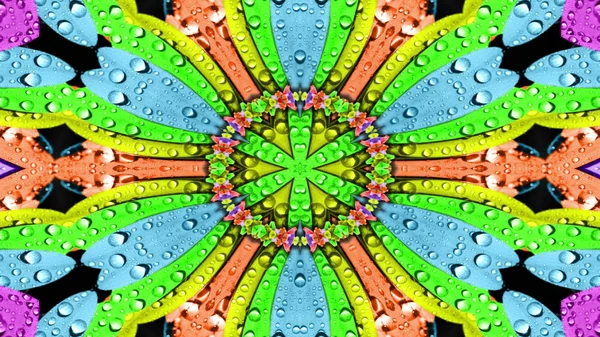 Absztrakt Víz Koncepció Szimmetrikus Minta Díszítő Dekoratív Kaleidoszkóp Mozgalom Geometriai — Stock Fotó