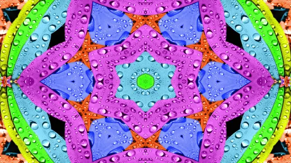 Abstraktes Wasserkonzept Symmetrisches Muster Ornamentales Dekoratives Kaleidoskop Bewegung Geometrischer Kreis — Stockfoto