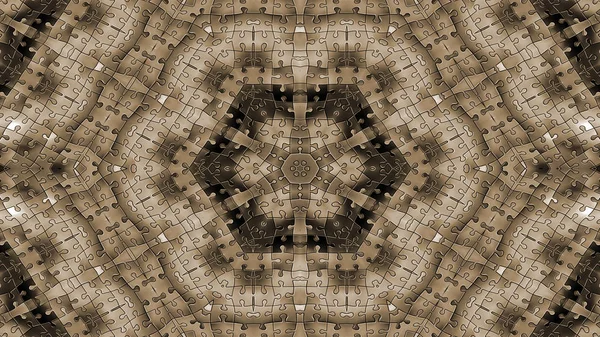 Abstraktní Puzzle Koncept Symetrický Vzor Okrasné Dekorativní Kaleidoskop Hnutí Geometrické — Stock fotografie