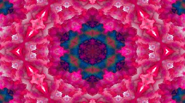 Soyut boya fırça mürekkep patlayabilir formanın düzgün kavramı simetrik desen süs dekoratif Kaleidoscope hareketi geometrik daire ve yıldız şekli