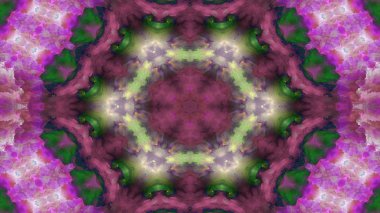 Soyut boya fırça mürekkep patlayabilir formanın düzgün kavramı simetrik desen süs dekoratif Kaleidoscope hareketi geometrik daire ve yıldız şekli