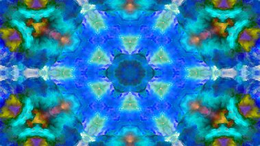 Soyut boya fırça mürekkep patlayabilir formanın düzgün kavramı simetrik desen süs dekoratif Kaleidoscope hareketi geometrik daire ve yıldız şekli