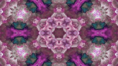 Soyut boya fırça mürekkep patlayabilir formanın düzgün kavramı simetrik desen süs dekoratif Kaleidoscope hareketi geometrik daire ve yıldız şekli