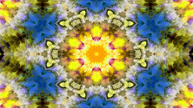 Soyut boya fırça mürekkep patlayabilir formanın düzgün kavramı simetrik desen süs dekoratif Kaleidoscope hareketi geometrik daire ve yıldız şekli