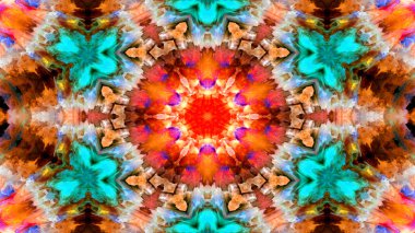 Soyut boya fırça mürekkep patlayabilir formanın düzgün kavramı simetrik desen süs dekoratif Kaleidoscope hareketi geometrik daire ve yıldız şekli