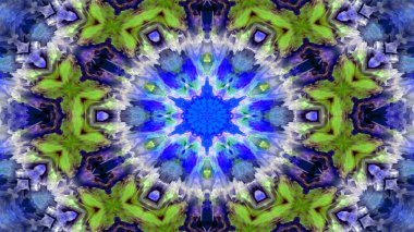 Soyut boya fırça mürekkep patlayabilir formanın düzgün kavramı simetrik desen süs dekoratif Kaleidoscope hareketi geometrik daire ve yıldız şekli