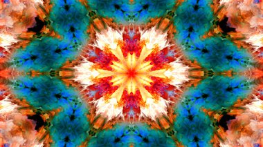 Soyut boya fırça mürekkep patlayabilir formanın düzgün kavramı simetrik desen süs dekoratif Kaleidoscope hareketi geometrik daire ve yıldız şekli