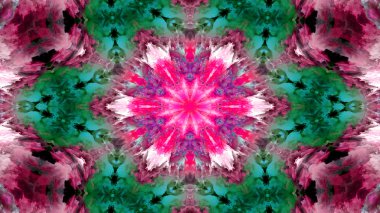 Soyut boya fırça mürekkep patlayabilir formanın düzgün kavramı simetrik desen süs dekoratif Kaleidoscope hareketi geometrik daire ve yıldız şekli