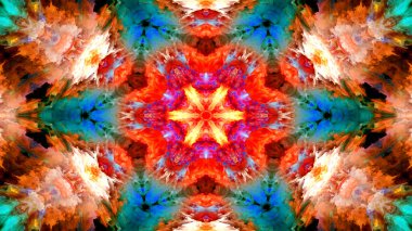 Soyut boya fırça mürekkep patlayabilir formanın düzgün kavramı simetrik desen süs dekoratif Kaleidoscope hareketi geometrik daire ve yıldız şekli