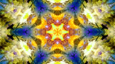 Soyut boya fırça mürekkep patlayabilir formanın düzgün kavramı simetrik desen süs dekoratif Kaleidoscope hareketi geometrik daire ve yıldız şekli