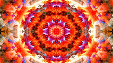 Soyut boya fırça mürekkep patlayabilir formanın düzgün kavramı simetrik desen süs dekoratif Kaleidoscope hareketi geometrik daire ve yıldız şekli