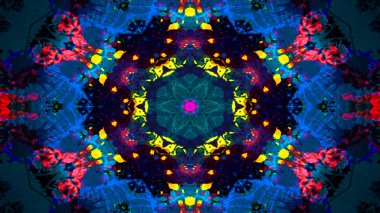 Soyut boya fırça mürekkep patlayabilir formanın düzgün kavramı simetrik desen süs dekoratif Kaleidoscope hareketi geometrik daire ve yıldız şekli