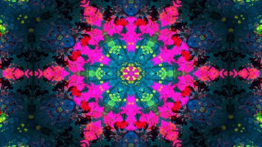 Soyut boya fırça mürekkep patlayabilir formanın düzgün kavramı simetrik desen süs dekoratif Kaleidoscope hareketi geometrik daire ve yıldız şekli