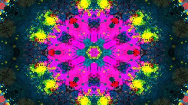 Soyut boya fırça mürekkep patlayabilir formanın düzgün kavramı simetrik desen süs dekoratif Kaleidoscope hareketi geometrik daire ve yıldız şekli