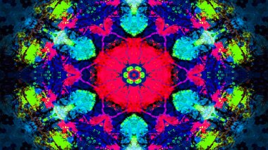 Soyut boya fırça mürekkep patlayabilir formanın düzgün kavramı simetrik desen süs dekoratif Kaleidoscope hareketi geometrik daire ve yıldız şekli