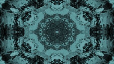 Soyut boya fırça mürekkep patlayabilir formanın düzgün kavramı simetrik desen süs dekoratif Kaleidoscope hareketi geometrik daire ve yıldız şekli