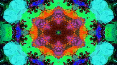 Soyut boya fırça mürekkep patlayabilir formanın düzgün kavramı simetrik desen süs dekoratif Kaleidoscope hareketi geometrik daire ve yıldız şekli