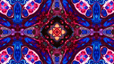 Soyut boya fırça mürekkep patlayabilir formanın düzgün kavramı simetrik desen süs dekoratif Kaleidoscope hareketi geometrik daire ve yıldız şekli