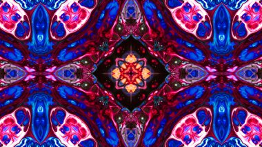 Soyut boya fırça mürekkep patlayabilir formanın düzgün kavramı simetrik desen süs dekoratif Kaleidoscope hareketi geometrik daire ve yıldız şekli