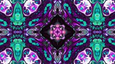 Soyut boya fırça mürekkep patlayabilir formanın düzgün kavramı simetrik desen süs dekoratif Kaleidoscope hareketi geometrik daire ve yıldız şekli