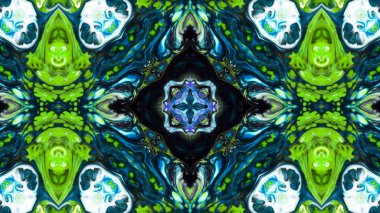 Soyut boya fırça mürekkep patlayabilir formanın düzgün kavramı simetrik desen süs dekoratif Kaleidoscope hareketi geometrik daire ve yıldız şekli