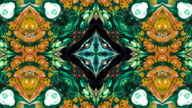 Soyut boya fırça mürekkep patlayabilir formanın düzgün kavramı simetrik desen süs dekoratif Kaleidoscope hareketi geometrik daire ve yıldız şekli