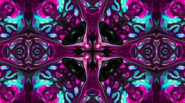 Soyut boya fırça mürekkep patlayabilir formanın düzgün kavramı simetrik desen süs dekoratif Kaleidoscope hareketi geometrik daire ve yıldız şekli