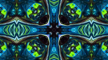 Soyut boya fırça mürekkep patlayabilir formanın düzgün kavramı simetrik desen süs dekoratif Kaleidoscope hareketi geometrik daire ve yıldız şekli