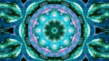 Soyut boya fırça mürekkep patlayabilir formanın düzgün kavramı simetrik desen süs dekoratif Kaleidoscope hareketi geometrik daire ve yıldız şekli