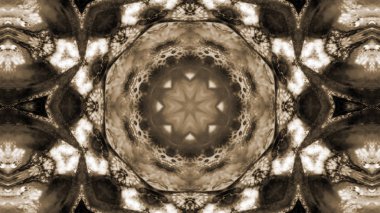 Soyut boya fırça mürekkep patlayabilir formanın düzgün kavramı simetrik desen süs dekoratif Kaleidoscope hareketi geometrik daire ve yıldız şekli