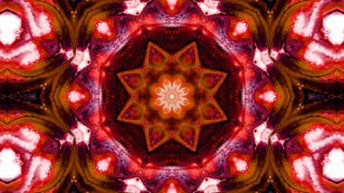 Soyut boya fırça mürekkep patlayabilir formanın düzgün kavramı simetrik desen süs dekoratif Kaleidoscope hareketi geometrik daire ve yıldız şekli