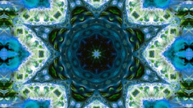 Soyut boya fırça mürekkep patlayabilir formanın düzgün kavramı simetrik desen süs dekoratif Kaleidoscope hareketi geometrik daire ve yıldız şekli