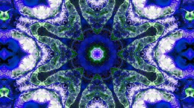 Soyut boya fırça mürekkep patlayabilir formanın düzgün kavramı simetrik desen süs dekoratif Kaleidoscope hareketi geometrik daire ve yıldız şekli