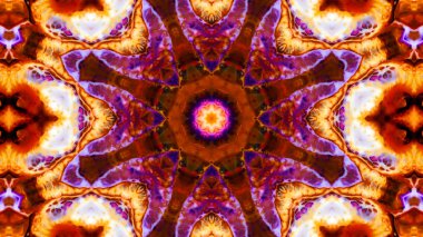 Soyut boya fırça mürekkep patlayabilir formanın düzgün kavramı simetrik desen süs dekoratif Kaleidoscope hareketi geometrik daire ve yıldız şekli